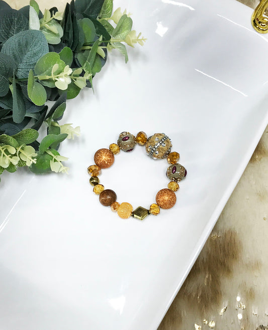 Big & Bold Collection Glass Bead Stretchy Bracelet – B2031