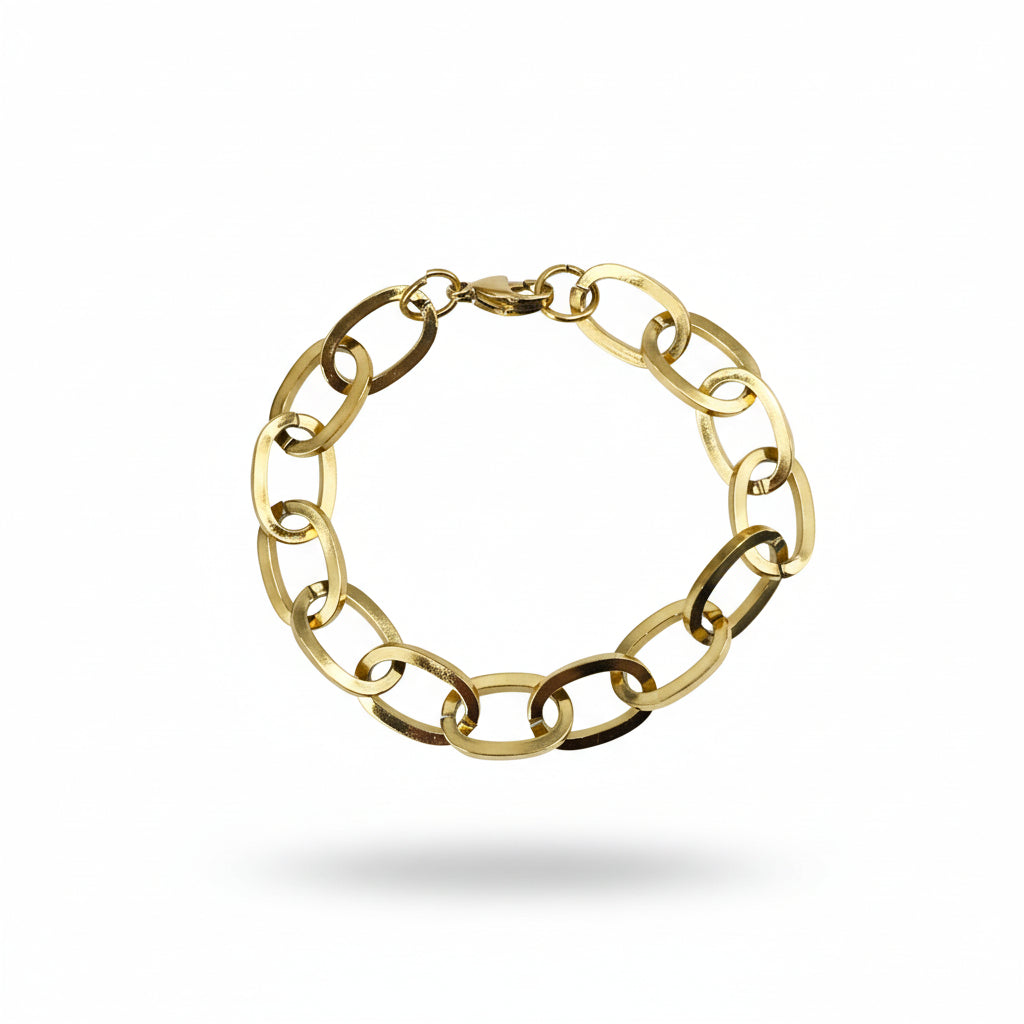 Brushed Gold Cable Link Chain Bracelet