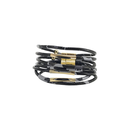 Black Gray Leopard Cuff Bracelet