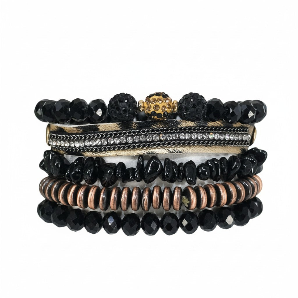 Midnight Luxe Mixed Stack Bracelet Set