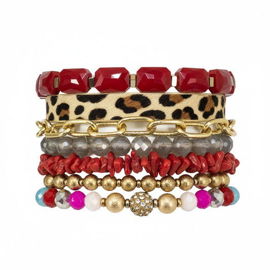 Wild Coral Chain Stack Bracelet Set