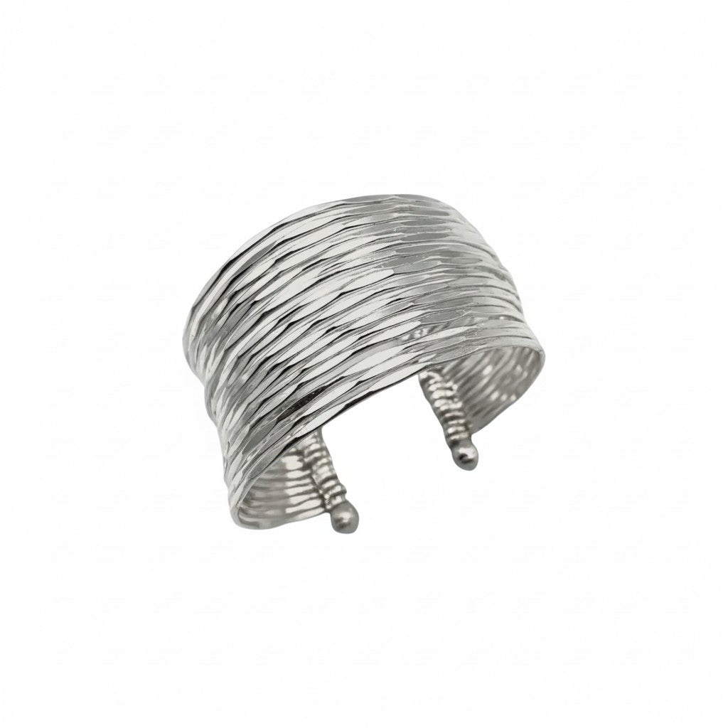 Silver Hammered Cuff Bracelet
