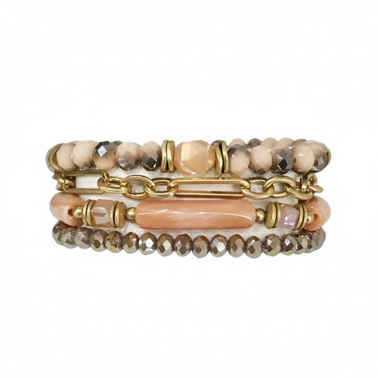 Blush Bamboo Tube Chain Stack Bracelet Set