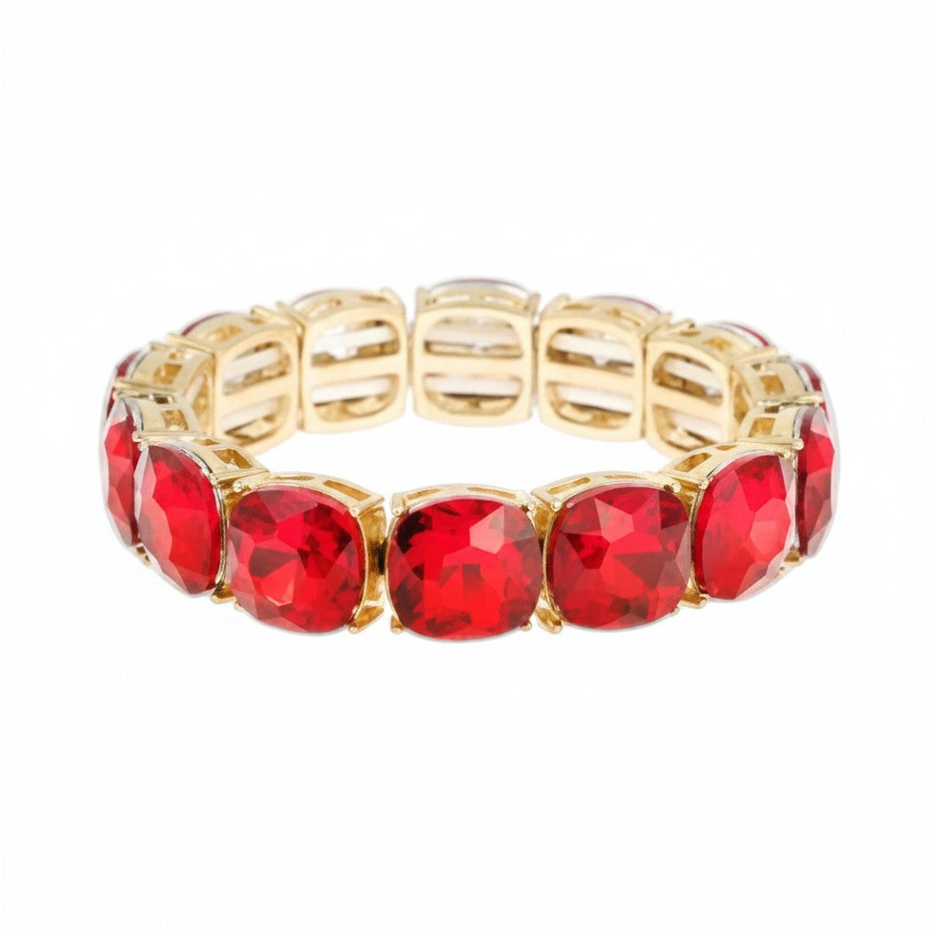 Red Rhinestone Stretch Bracelet