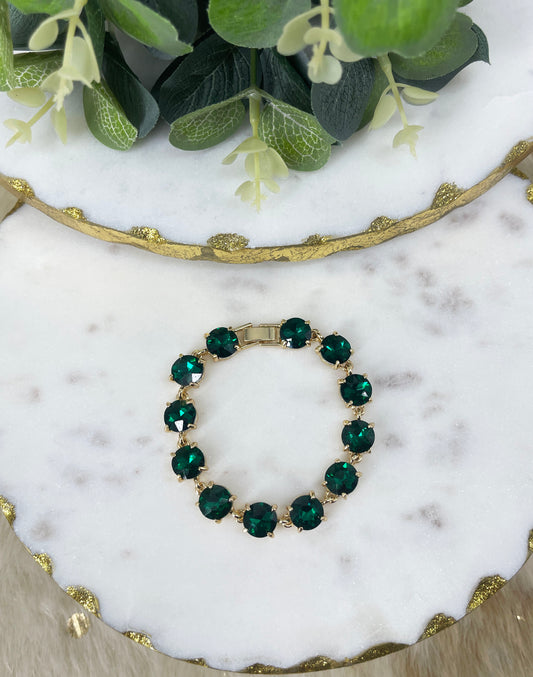 Emerald Shine Rhinestone Clasp Bracelet