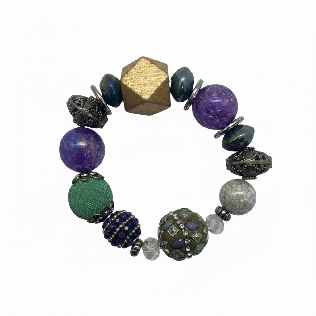 Big & Bold Mystic Meadow Glass Bead Stretch Bracelet