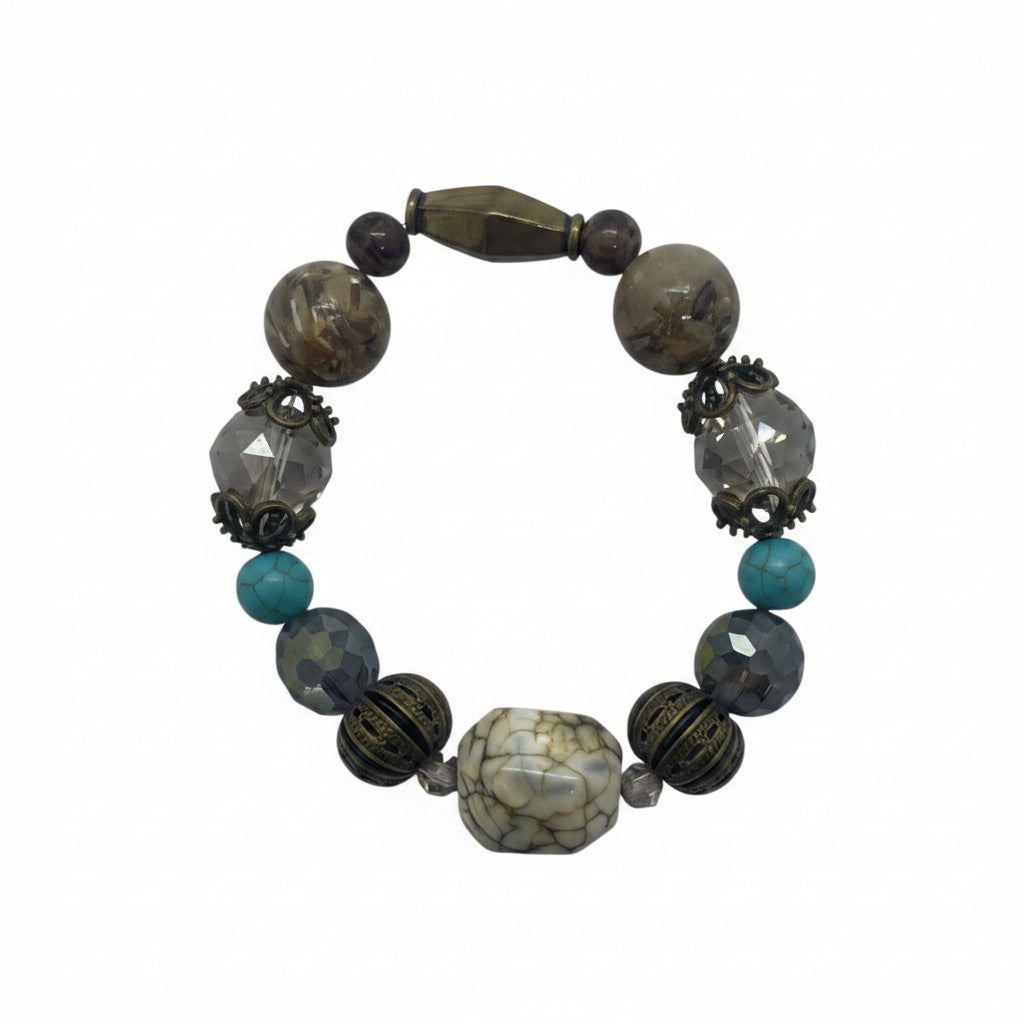 Big & Bold Smoky Turquoise Glass Bead Stretch Bracelet