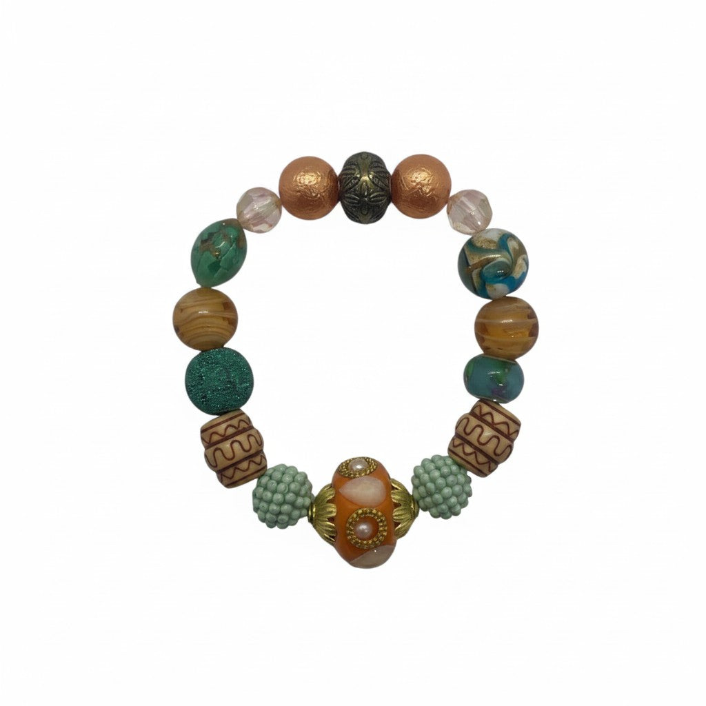 Big & Bold Garden Terra Glass Bead Stretch Bracelet
