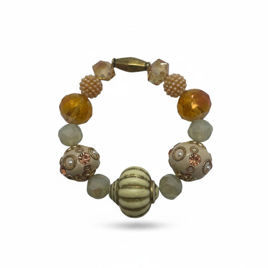 Big & Bold Champagne Glow Glass Bead Stretch Bracelet