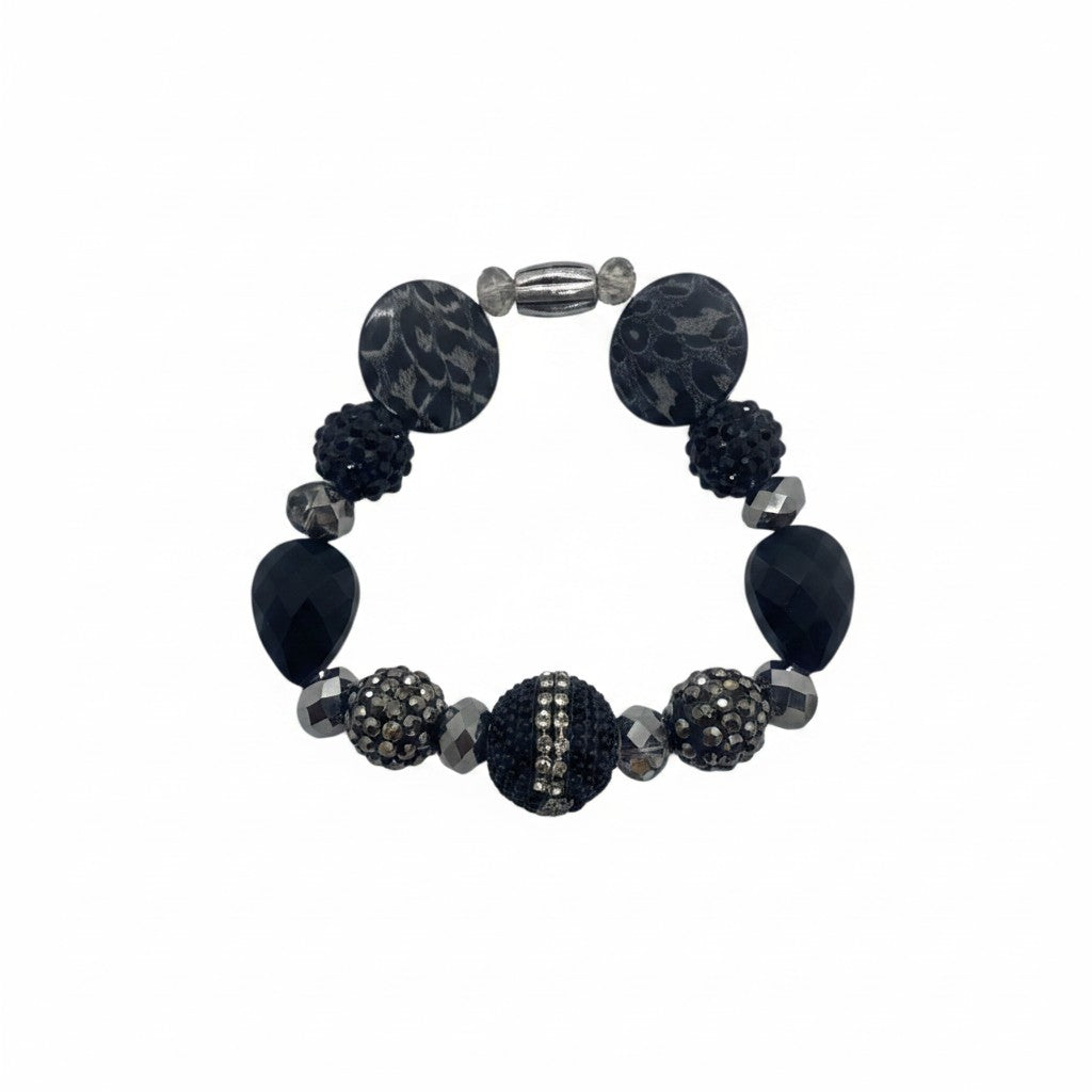Big & Bold Midnight Spark Glass Bead Stretch Bracelet