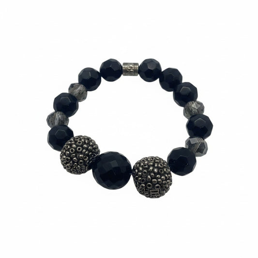 Big & Bold Black Ice Glass Bead Stretch Bracelet