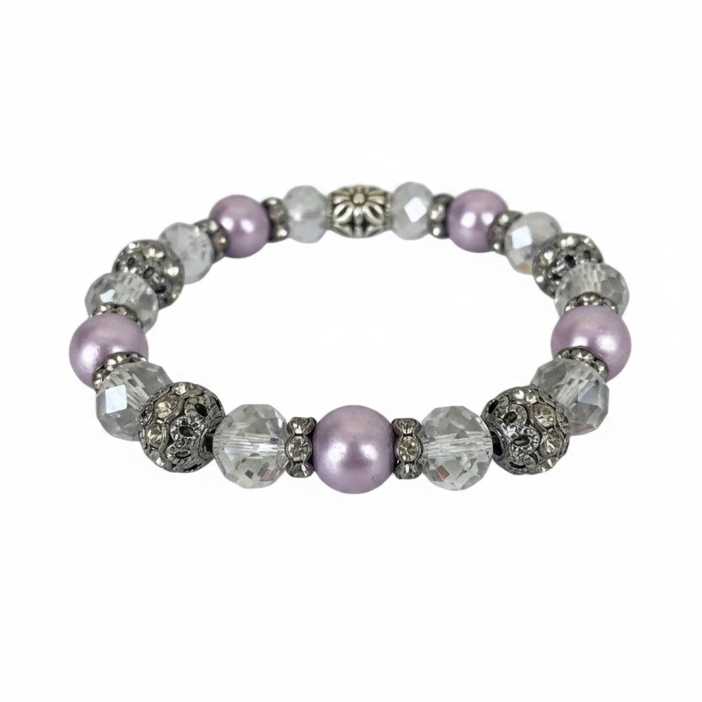 Lavender Silver Glass Bracelet