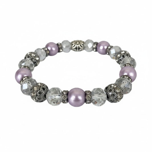 Lavender Silver Glass Bracelet