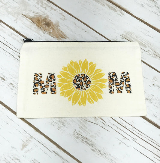 Sunflower and Leopard Mom Cosmetic Bag - C103