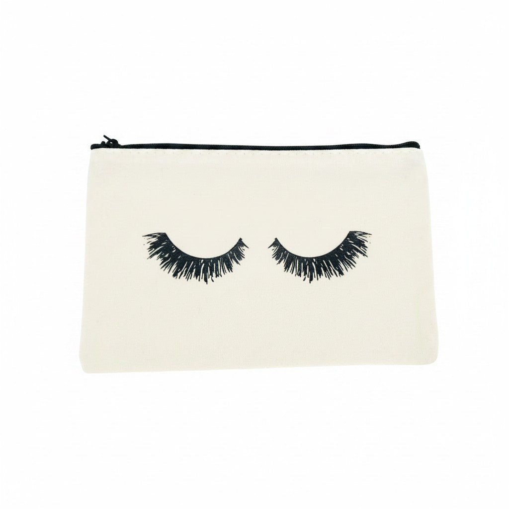 Beige Eyelash Cosmetic Bag