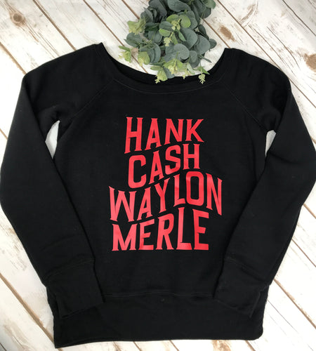 Black Hank/Cash Scoop Neck Sweatshirt - C190