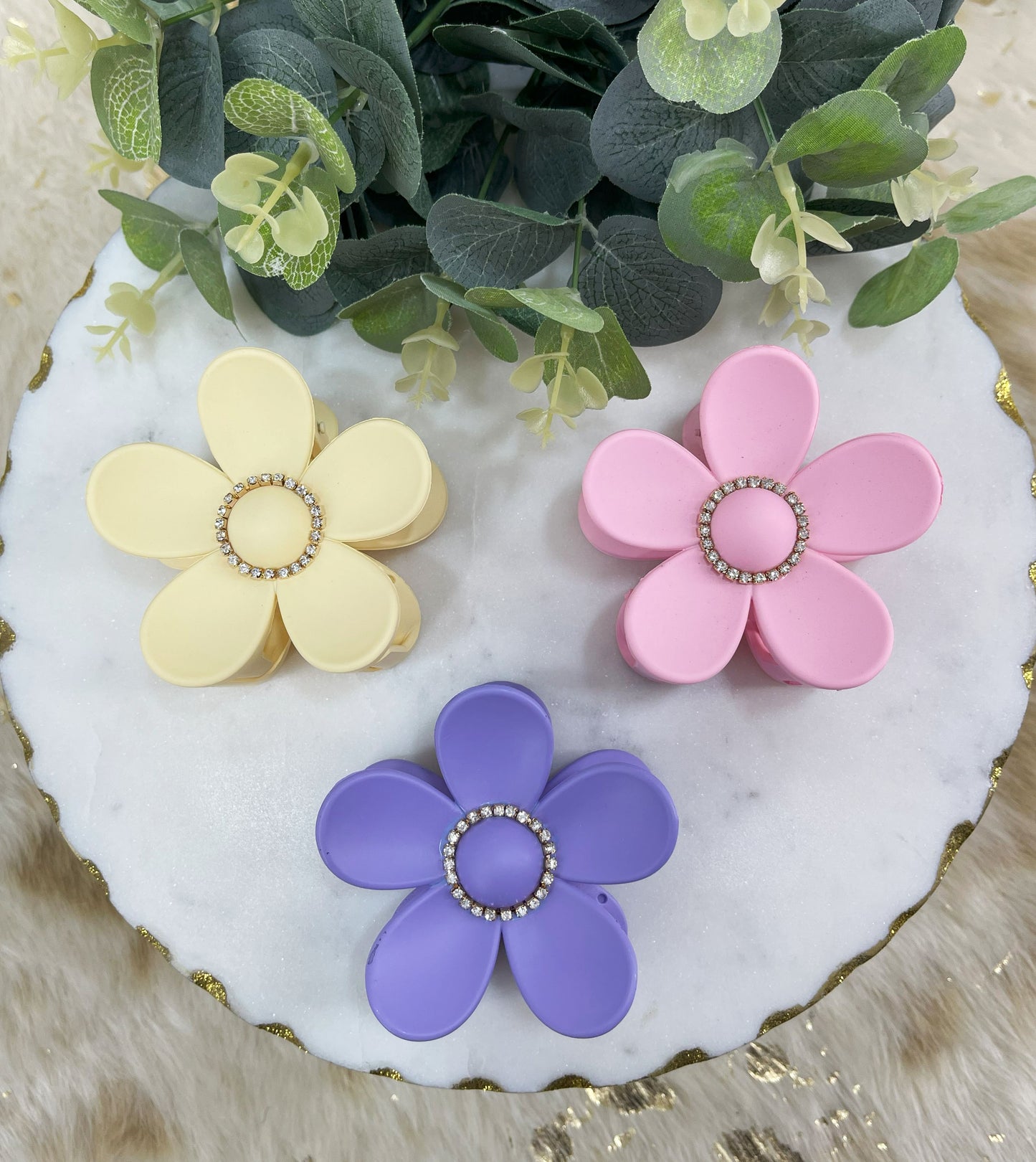 Rhinestone Flower Hair Clips
