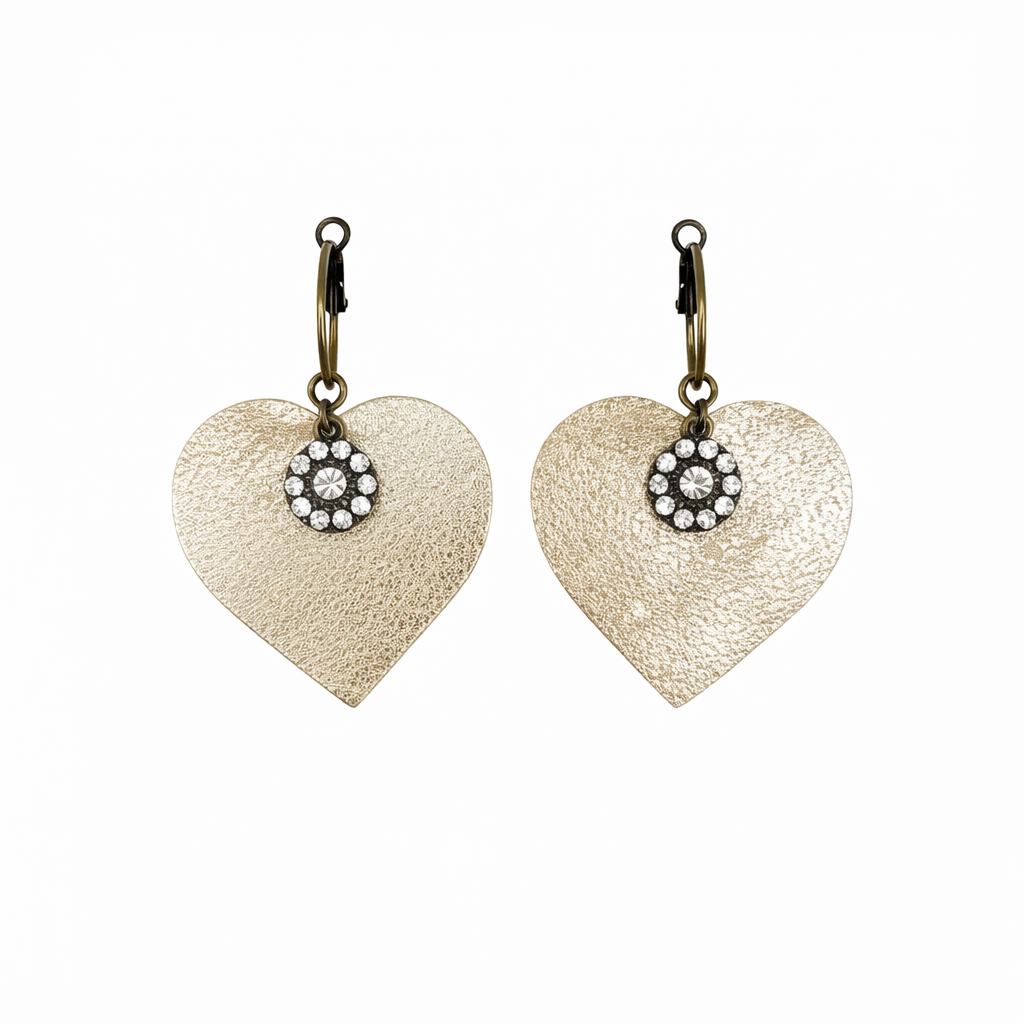 Platinum Heart Leather Hoop Earrings