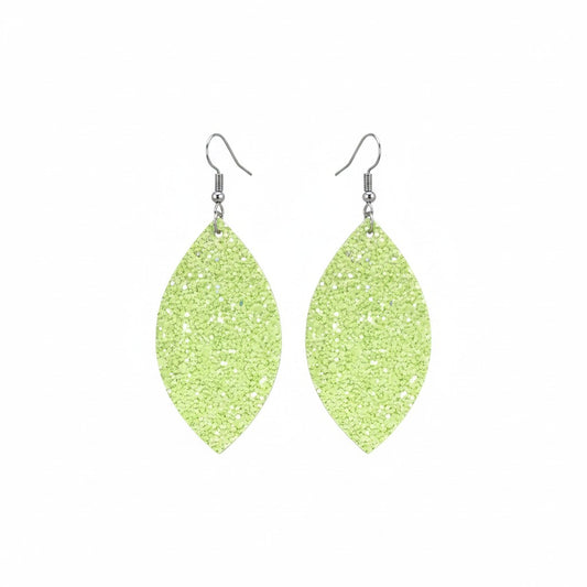 Lime Zest Glitter Leaf Earrings