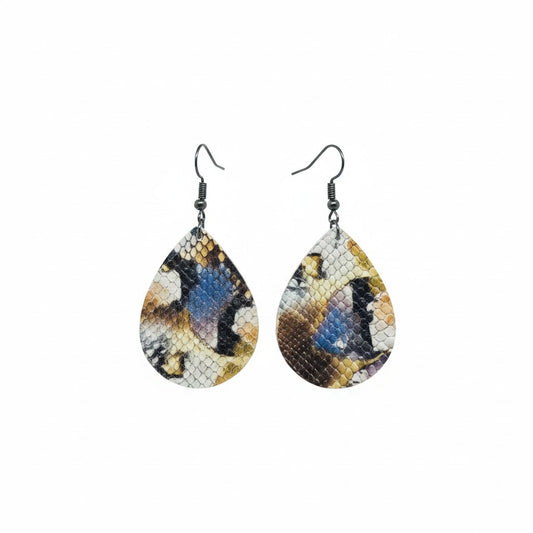 Off White Garden Flower Leather Earrings
