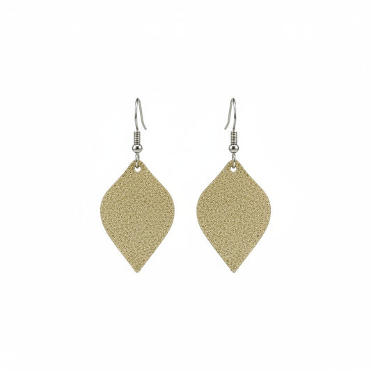 Champagne Dazzle Leaf Leather Earrings