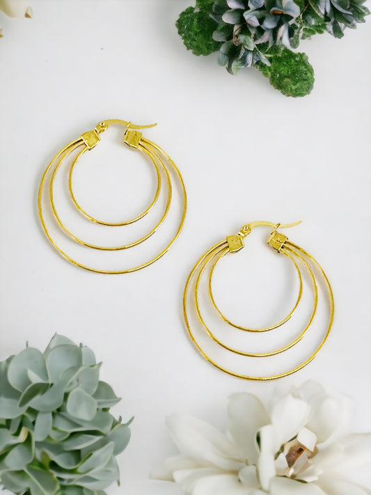 Golden Stainless Steel Hoop Earrings - E19-2632