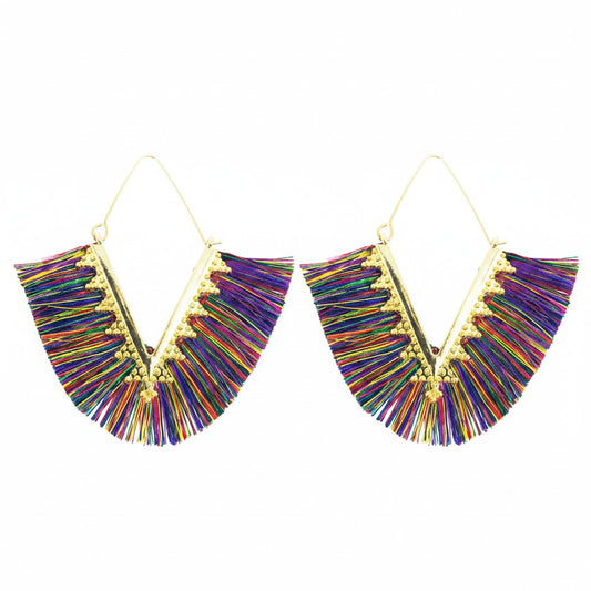 Multicolor Bohemian Triangle Tassel Earrings