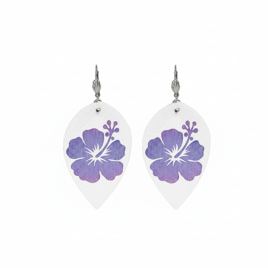 Gradient Hibiscus Petal Leather Earrings