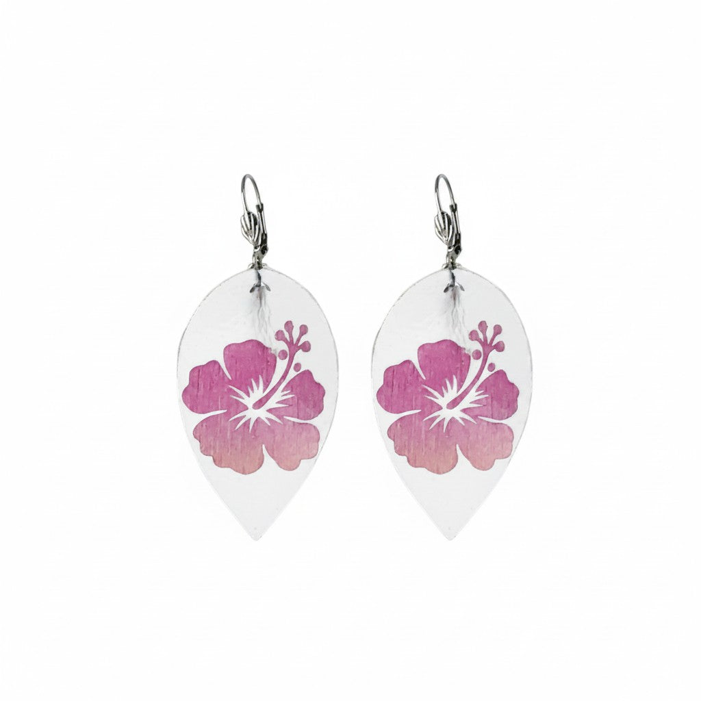 Gradient Hibiscus Petal Leather Earrings