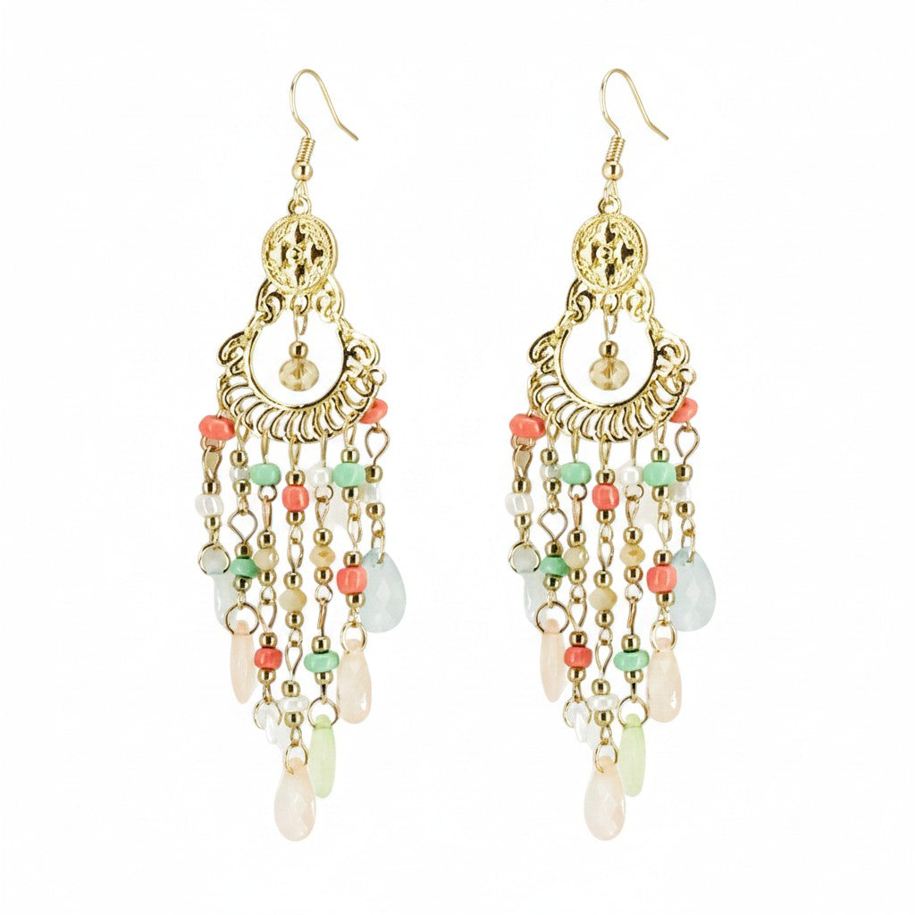 Pastel Bohemian Rhinestone Dangle Earrings