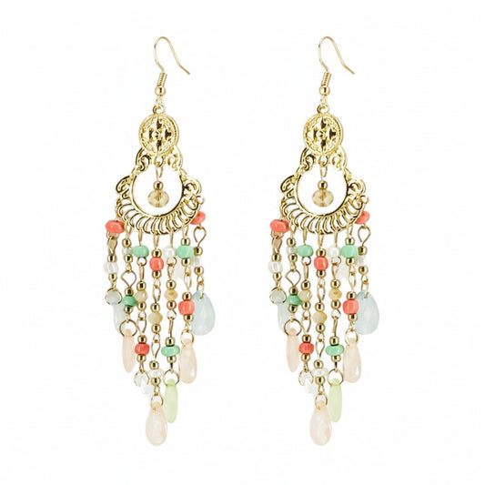 Pastel Bohemian Rhinestone Dangle Earrings
