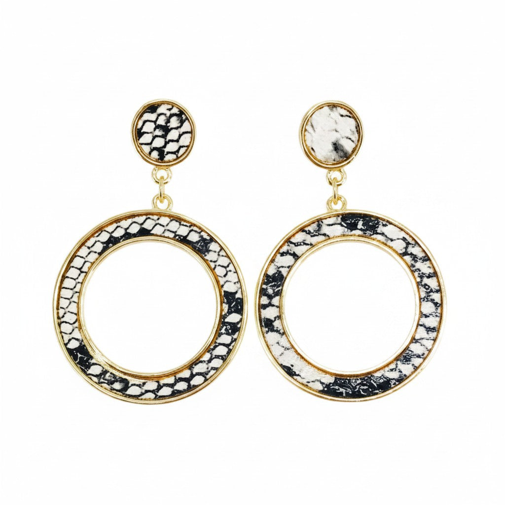 Snake Faux Leather Pendant Stud Earrings