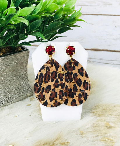 Crystal and Cheetah Leather Earrings - E19-3679