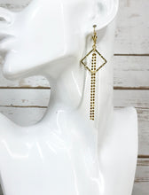 Load image into Gallery viewer, Square Pendant &amp; Gold Tassel Earrings - E19-4270