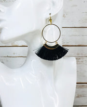 Load image into Gallery viewer, Hoop &amp; Black Tassel Pendant Earrings - E19-4285