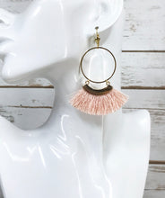 Load image into Gallery viewer, Hoop &amp; Pink Tassel Pendant Earrings - E19-4286