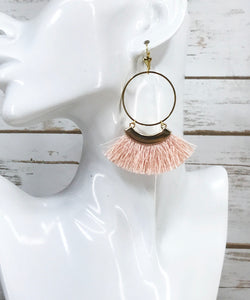 Hoop & Pink Tassel Pendant Earrings - E19-4286