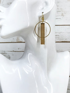 Hoop & Gold Tassel Pendant Earrings - E19-4307