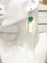 Load image into Gallery viewer, Rhinestone &amp; Brushed Gold Pendant Earrings - E19-4484