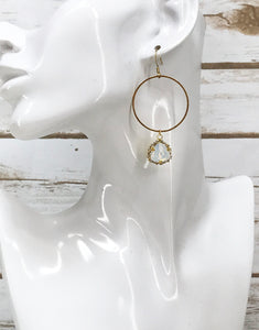 Glass Rhinestone & Gold Hoop Earrings - E19-4493