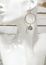 Load image into Gallery viewer, Glass Rhinestone &amp; Gold Hoop Earrings - E19-4494
