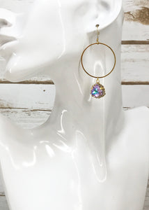 Glass Rhinestone & Gold Hoop Earrings - E19-4494