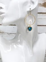 Load image into Gallery viewer, Glass Rhinestone &amp; Gold Hoop Earrings - E19-4495