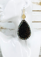Load image into Gallery viewer, Druzy Agate and Snake Skin Faux Leather Earrings - E19-4503