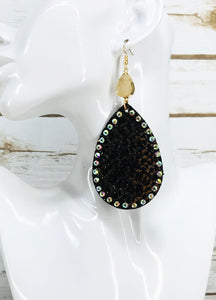 Druzy Agate and Snake Skin Faux Leather Earrings - E19-4503