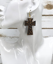 Load image into Gallery viewer, Cross Cheetah Leather &amp; Chunky Glitter Earrings - E19-4526