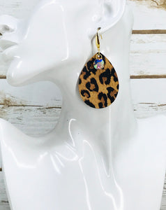 Cheetah Leather & Rhinestone Earrings - E19-4553