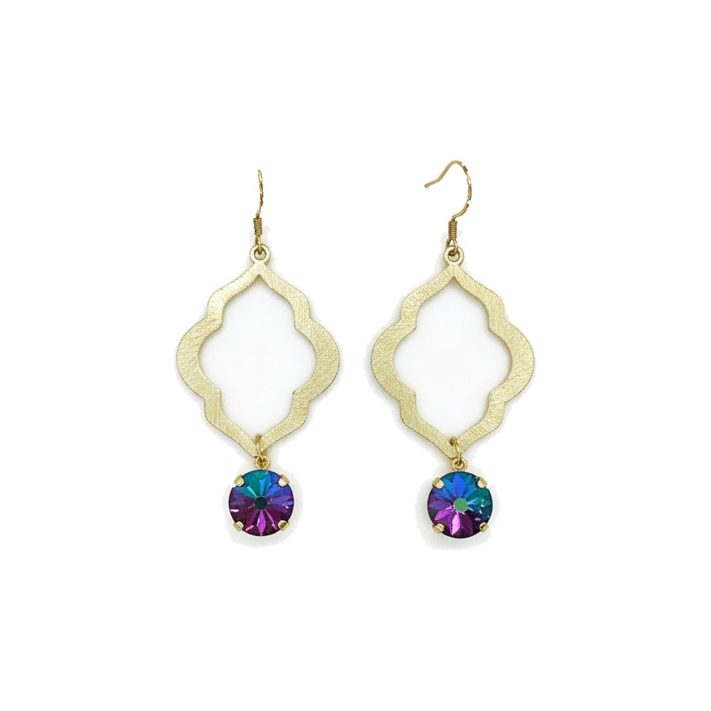 Crystal & Brushed Gold Pendant Earrings - E19-4626
