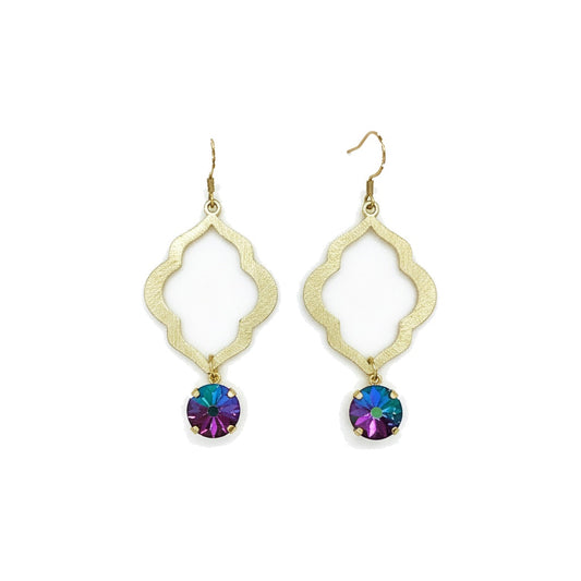 Crystal & Brushed Gold Pendant Earrings - E19-4626