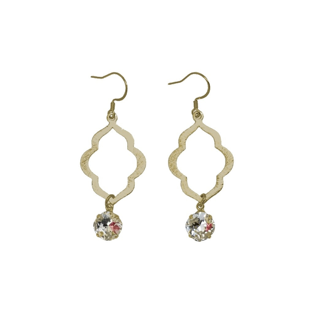 Crystal Clear & Gold Marquise Drop Earrings